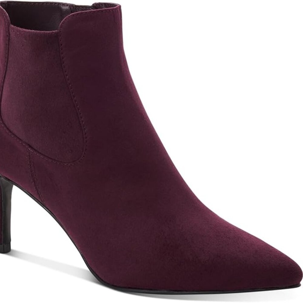 Alfani Jacklynne Suede Stiletto Ankle Boots Purple 6.5 M 3" Heel Zip Orignl Box